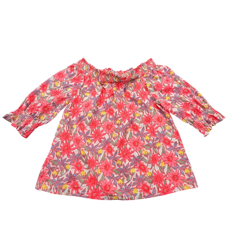 Vineyard Vines Top Womens XL Pink Floral Off The Shoulder Smocked Blouses